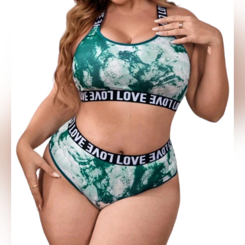 GREEN TIE DYE PRINT LINGERIE SET